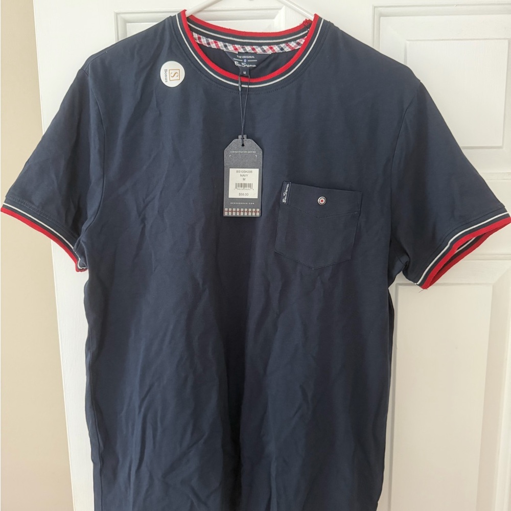 Ben Sherman Navy Short-Sleeve Pocket Tee with Red Trim